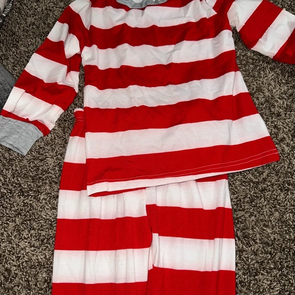 Red and White Striped Kids Pajamas